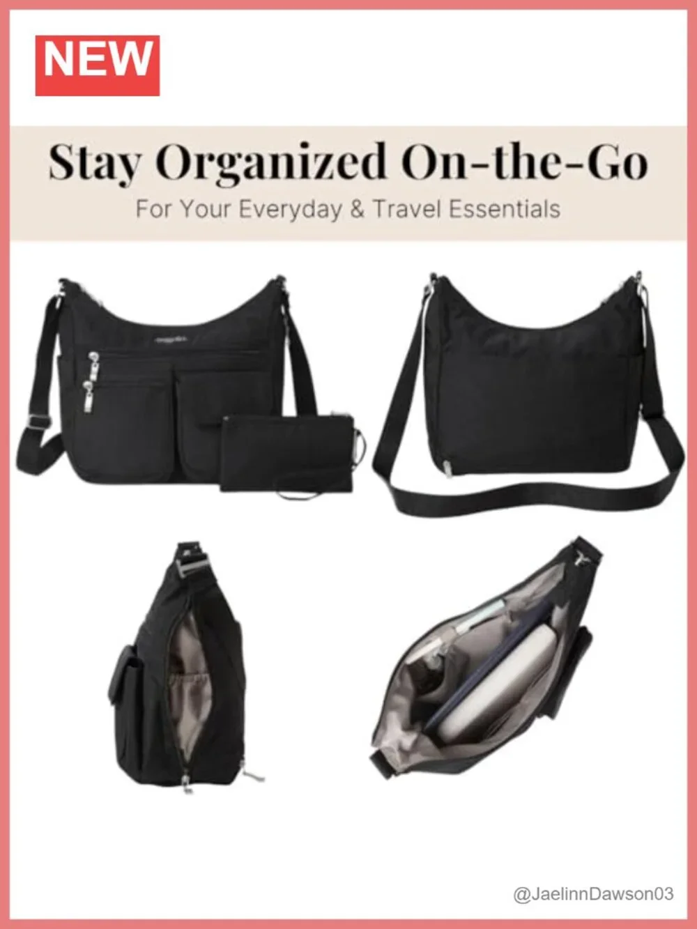 Hobo Crossbody Bag Water-Resistant Nylon RFID Wristlet